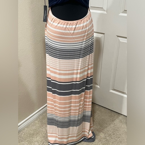MARKET SPRUCE Blue Top Striped Skirt Maxi Dress Sz XXL Cute Back Elastic Waist - Picture 4 of 9